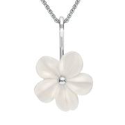 Sterling Silver White Agate Tuberose Desert Rose Necklace P2858