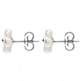 Sterling Silver White Agate Desert Rose Tuberose Stud Earrings, E2154