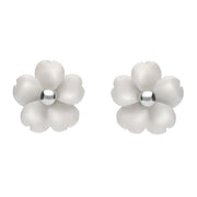 Sterling Silver White Agate Gypsophila Tuberose Stud Earrings, E2156