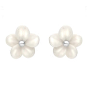 Sterling Silver White Agate Large Tuberose Pansy Stud Earrings E2153