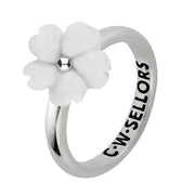 Sterling Silver White Agate Tuberose Gypsophila Ring, R998.