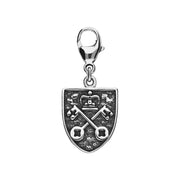 Sterling Silver York Minster Cross Key and Rose Shield Lobster Clasp Charm. G826.