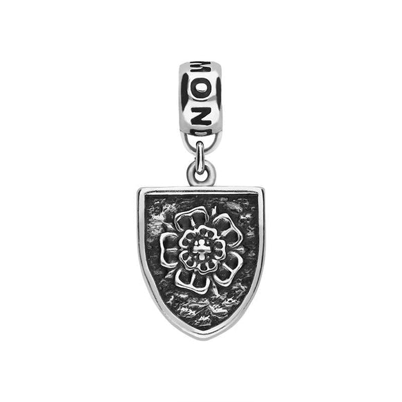 Sterling Silver York Minster Cross Key and Rose Shield Loop Charm. G825.