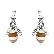 Sterling Silver Amber Small Bee Drop Earrings E2423