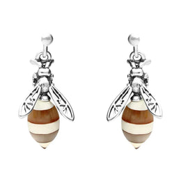 Sterling Silver Amber Small Bee Drop Earrings E2423