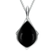 Sterling Silver Whitby Jet Framed Pear Necklace P2171 