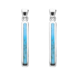 Sterling Silver Turquoise Short Slim Drop Earrings