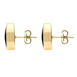 00066634 C W Sellors 9ct Yellow Gold Whitby Jet Oval Studs, E098