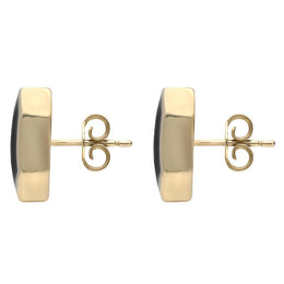 00066754 C W Sellors 9ct Yellow Gold Whitby Jet Organic Concave Stud Earrings, E677.