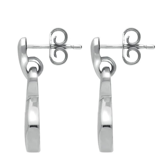 00074260 C W Sellors Sterling Silver Whitby Jet Freeform Pentagon Drop Earrings. E345