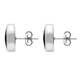00069563 C W Sellors Silver Whitby Jet Oval Stud Earrings, E098