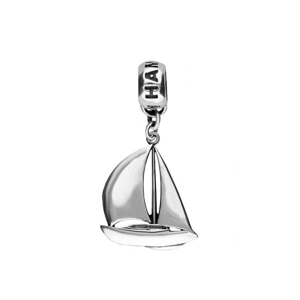 00057458 C W Sellors Sterling Silver Regatta Small Sail Boat Tube Charm, G573.