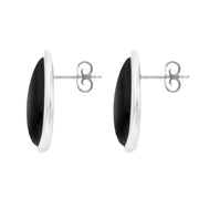 00080008 C W Sellors Sterling Silver Whitby Jet Leaf Shape Stud Earrings, E1306.