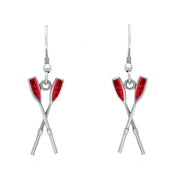 00073186 C W Sellors Sterling Silver Regatta Red Oar Drop Earrings, E1507.