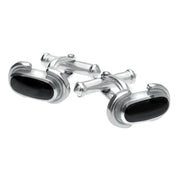 00025567 C W Sellors Sterling Silver Whitby Jet Dodgem Cufflinks, CL123.
