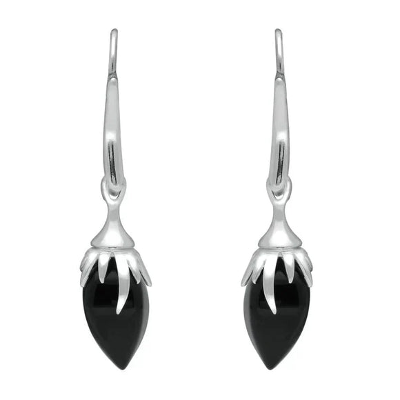 00109560 C W Sellors Silver Whitby Jet Plant Bud Style Drops E1807