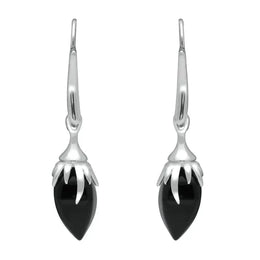 00109560 C W Sellors Silver Whitby Jet Plant Bud Style Drops E1807