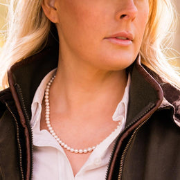 White Pearl 6mm Round Bead Necklace, N1117_18.