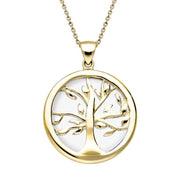 Yellow Gold Bauxite Medium Round Tree of Life Necklace, P3441.