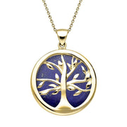 Yellow Gold Lapis Lazuli Medium Round Tree of Life Necklace, P3441.