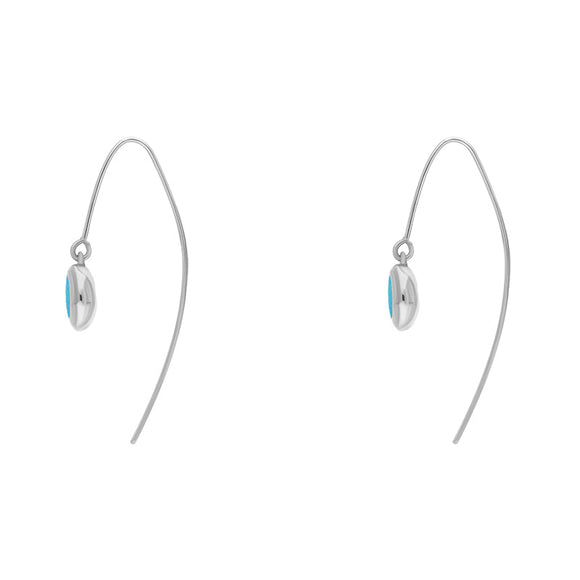 9ct White Gold Turquoise Star Disc Drop Earrings, E1371.