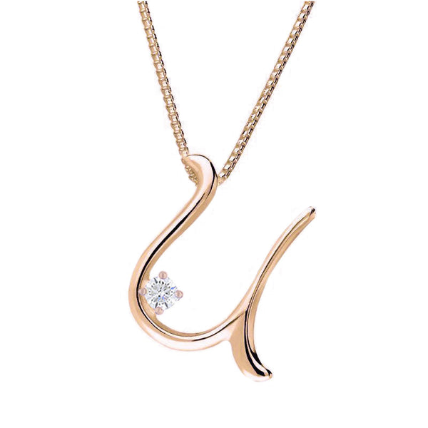Love Letters 18ct Rose Gold 0.10ct Diamond Initial U Necklace