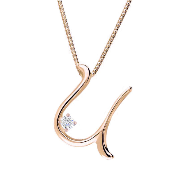 Love Letters 18ct Rose Gold 0.10ct Diamond Initial U Necklace