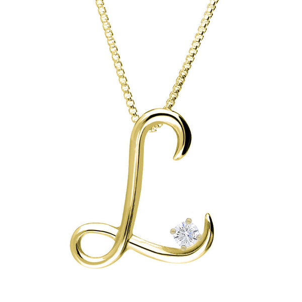 Love Letters 18ct Yellow Gold 0.10ct Diamond Initial L Necklace