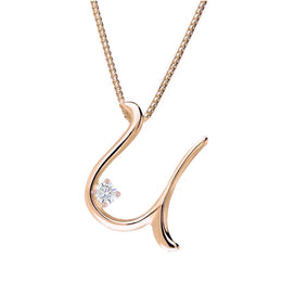 Love Letters 9ct Rose Gold 0.10ct Diamond Initial U Necklace
