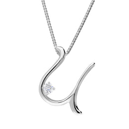Love Letters 9ct White Gold 0.10ct Diamond Initial U Necklace