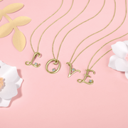 Love Letters 9ct Yellow Gold 0.10ct Diamond Initial V Necklace