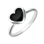00143801 W Hamond Sterling Silver Whitby Jet Heart Ring, R1047.