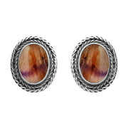 Sterling Silver Blue John Foxtail Oval Stud Earrings. E1885.