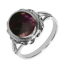 Sterling Silver Blue John Oval Rope Twist Ring R011