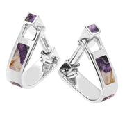 Sterling Silver Blue John Inlaid Oblong Hoop Cufflinks CL493