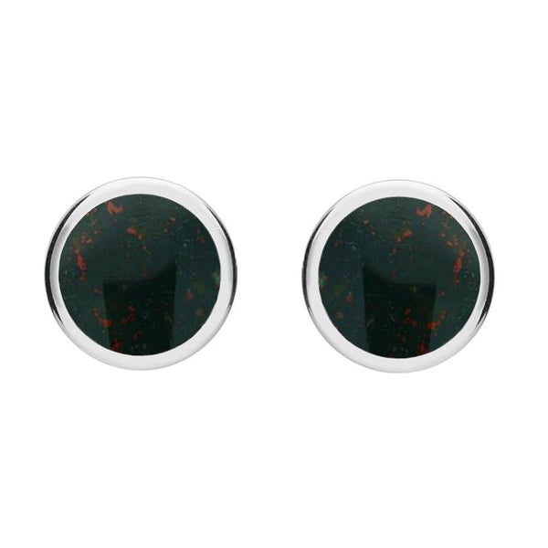 00173071 C W Sellors Sterling Silver Bloodstone Round Stud Earrings, E099.