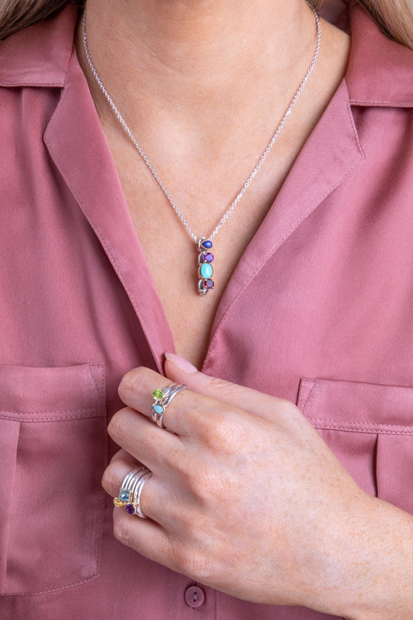 9ct Yellow Gold Stepping Stones Twisted Rope Stacking Ring