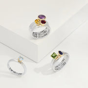 Sterling Silver Stepping Stones Beaded Stacking Ring