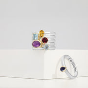 Sterling Silver Stepping Stones Beaded Stacking Ring