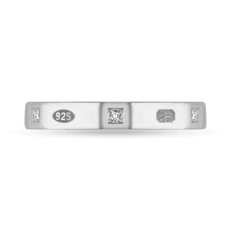 Sterling Silver 0.09ct Diamond Queen's Jubilee Hallmark Princess Cut 3mm Ring D