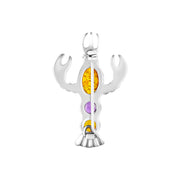 Sterling Silver Amber Amethyst Lobster Brooch