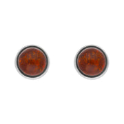 Sterling Silver Amber 4mm Round Earrings, E1734