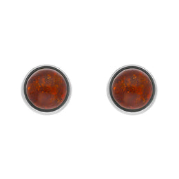Sterling Silver Amber 4mm Round Earrings, E1734