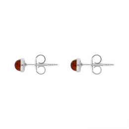 Sterling Silver Amber 4mm Round Stud Earrings