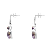 Sterling Silver Blue John Marcasite Oblong Drop Earrings