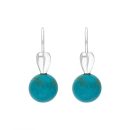 Sterling Silver Turquoise Bead Hook Earrings, E2319.