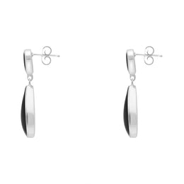 Sterling Silver Whitby Jet Pear Shaped Drop Earrings