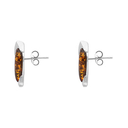 Sterling Silver Amber Leaf Stud Earrings