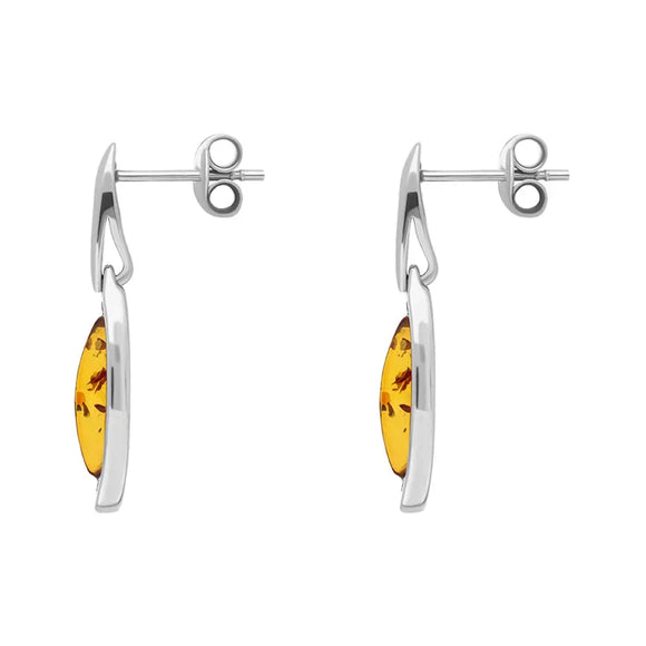 Sterling Silver Amber Marquise Open Edge Drop Earrings E1560_2