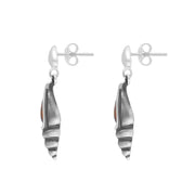 Sterling Silver Amber Shell Drop Earrings